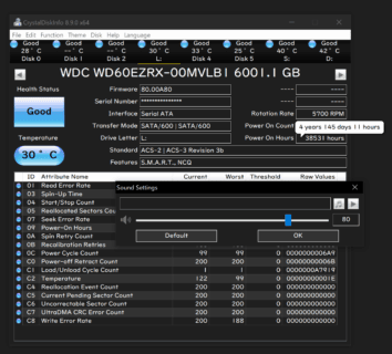 CrystalDiskInfo showing SSD and hard drive health on Windows