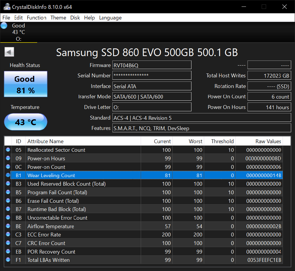 CrystalDiskInfo showing SSD and hard drive health on Windows
