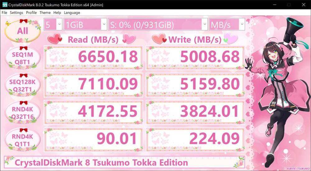 CrystalDiskMark Tokka edition benchmark window